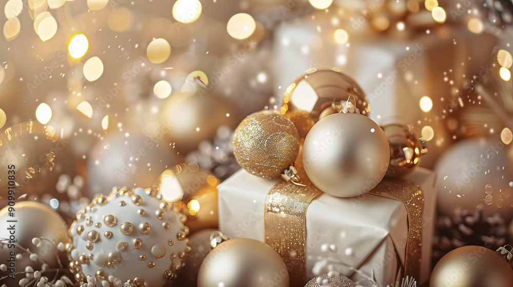 Christmas holiday background decorate with gift boxes, tree and ornaments, happy new year celebration, festive design scene Christmas holiday background decorate with gift boxes, tree and ornaments, happy new year celebration, festive design scene