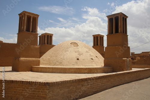 Windcatcher with yakhchāl, Iran photo