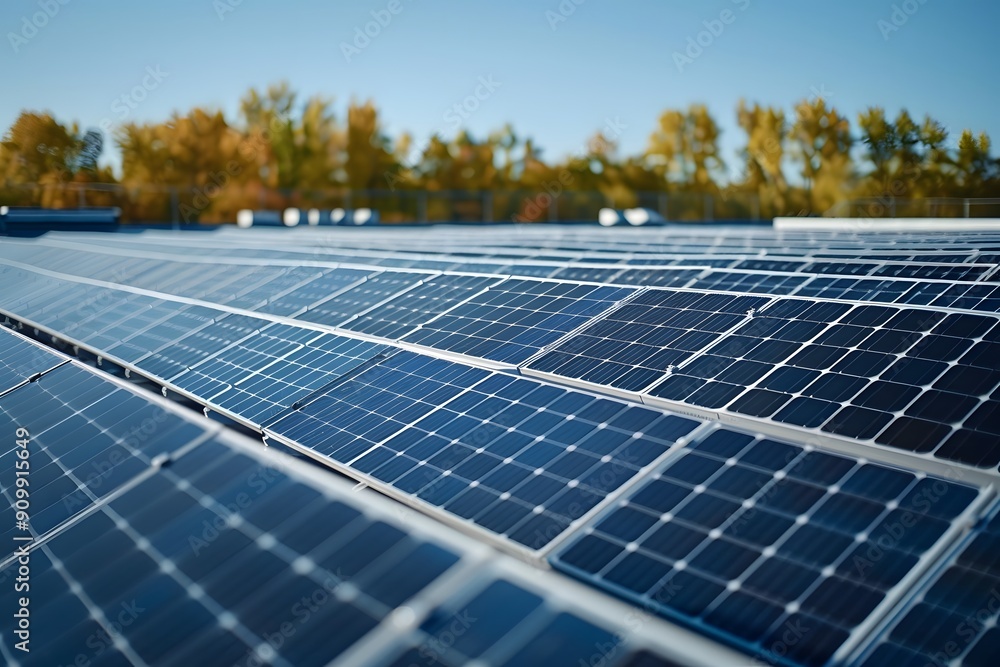 Solar Panels Harnessing Renewable Energy Under Clear Blue Skies Solar Panels Harnessing Renewable Energy Under Clear Blue Skies