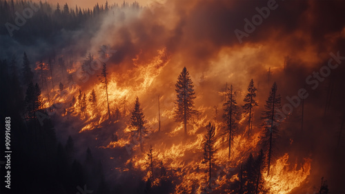 燃え盛る山火事の恐怖