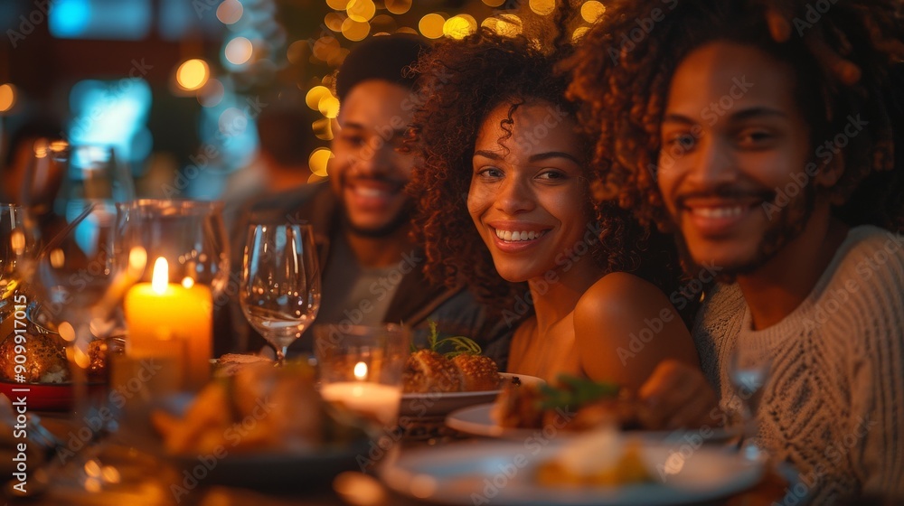 A diverse family at a cozy dinner, everyone feeling a deep sense of belonging A diverse family at a cozy dinner, everyone feeling a deep sense of belonging