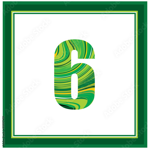 Trendy green font, modern bold alphabet, letters and numbers,
Striped glowing letters and numbers on dark background. Retro green front. stock illustration