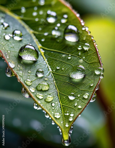 water drops on leaf