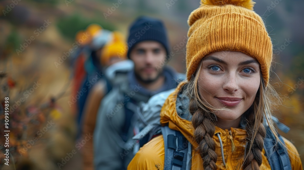 People from diverse backgrounds hiking together, enjoying the beauty of nature People from diverse backgrounds hiking together, enjoying the beauty of nature