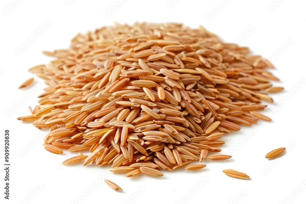 Obraz premium A pile of brown rice sitting on a clean white surface