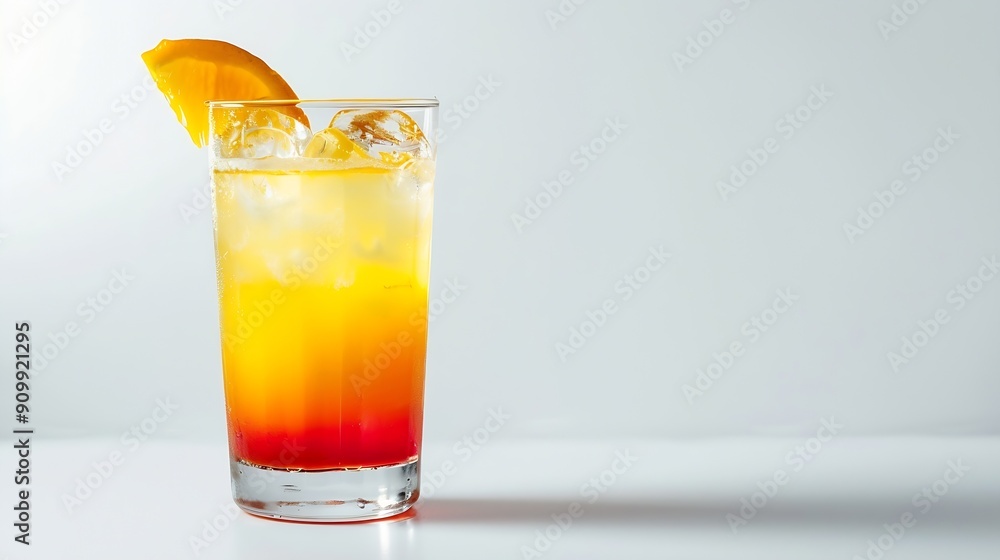 Tequila sunrise cocktail on white background : Generative AI Tequila sunrise cocktail on white background : Generative AI