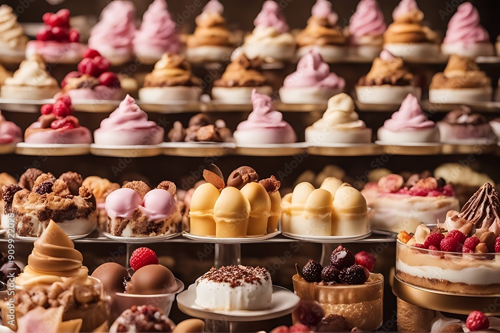 Naklejka premium Row gourmet desserts icecream