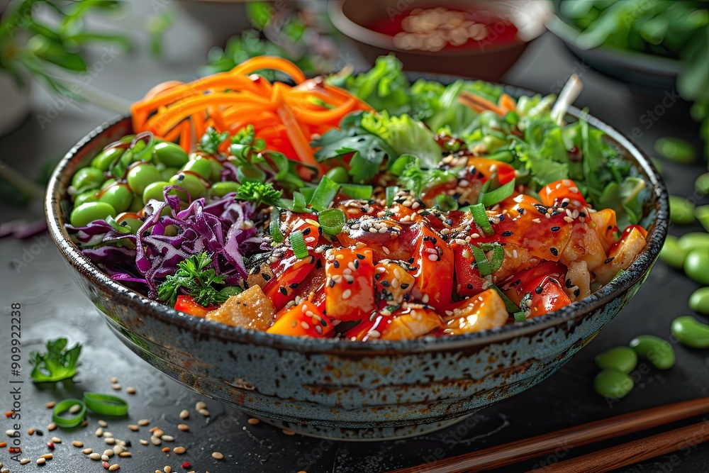 salad with vegetables and cheese Salad with tofu, vegetables and sesame seeds. Asian food salad with vegetables and cheese Salad with tofu, vegetables and sesame seeds. Asian food