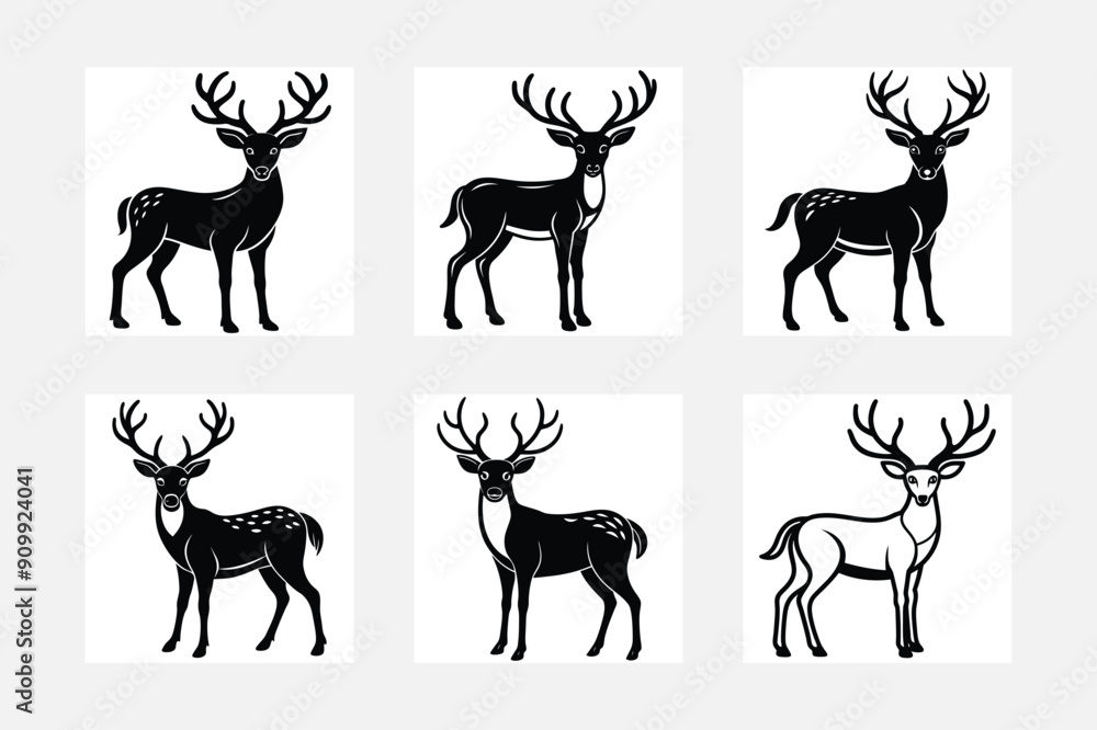 Fototapeta premium Elegant Deer Artwork Set on White Background 