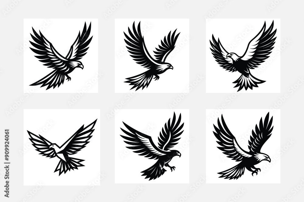 Naklejka premium Majestic Eagle Artwork Set on White Background