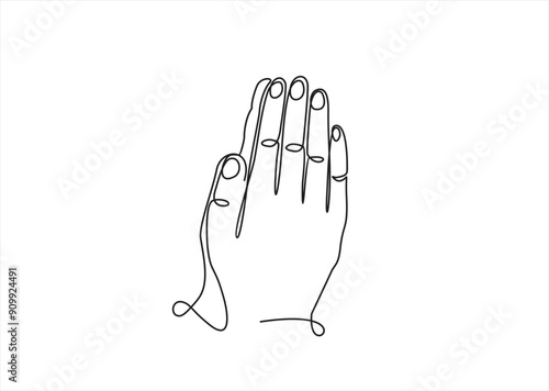 Two Hands Pressed Together in Prayer Position. Action for Prayer, Gratitude, Greeting and Thankful Isolated on White Background