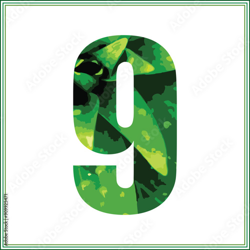 Trendy green font, modern bold alphabet, letters and numbers,
Striped glowing letters and numbers on dark background. Retro green front. stock illustration