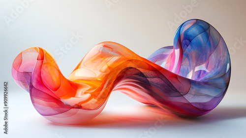 Vibrant abstract fluid sculpture with swirling colors and elegant curves, showcasing modern art and creative design on a smooth background. photo