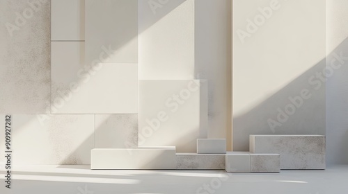Wallpaper Mural A minimalist composition of abstract geometric blocks arranged on a pristine white background, creating a clean and modern visual aesthetic Torontodigital.ca
