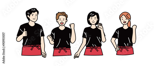 ユニフォームの同僚_居酒屋_上半身