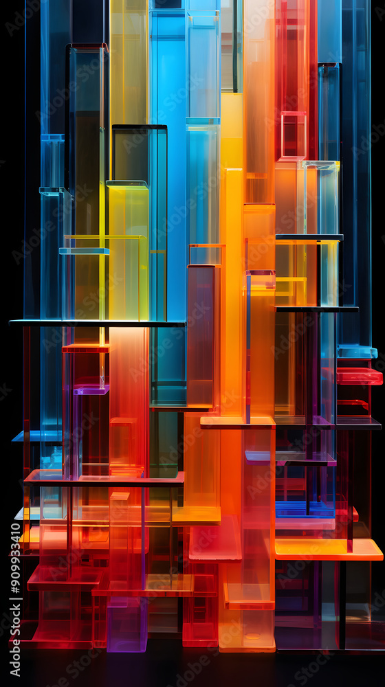 Obraz premium Digital holographic glass neon light abstract graphic poster background
