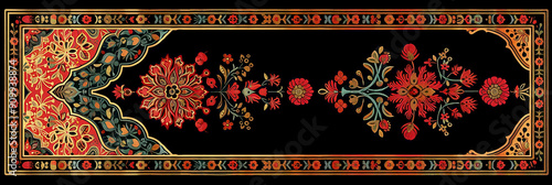 Women's digital scarf design for digital prints, Elegant Persian Floral Carpet Design.