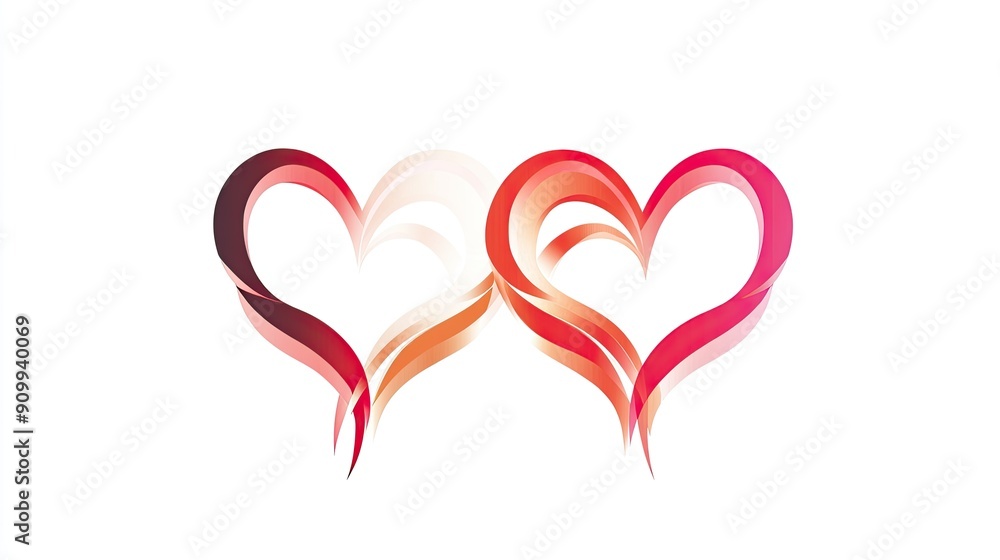 Simple yet elegant vector illustration of two hearts intertwined in a single continuous line, representing unity and affection Simple yet elegant vector illustration of two hearts intertwined in a single continuous line, representing unity and affection