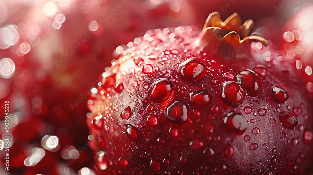Fresh pomegranate close-up with water drop Fresh pomegranate close-up with water drop