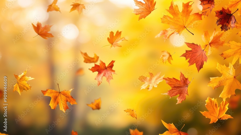 Autumn leaves falling gently with blurred background Autumn leaves falling gently with blurred background