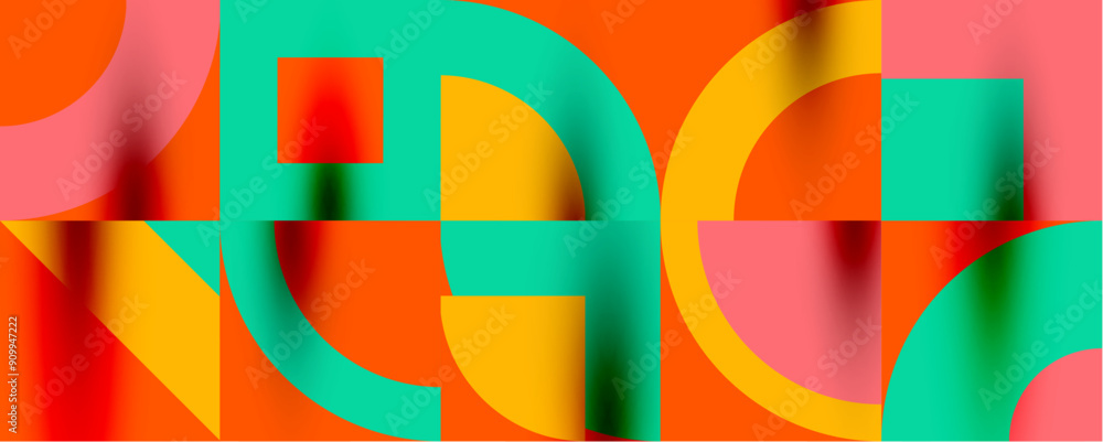 Fototapeta premium Neo memphis geometric pattern with circles, squares. Pop art abstract background for covers, banners, flyers and posters and other templates
