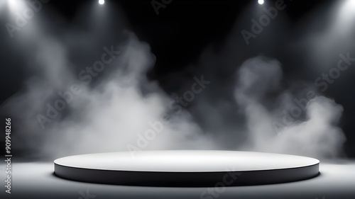 white podium smoke spotlight stage 