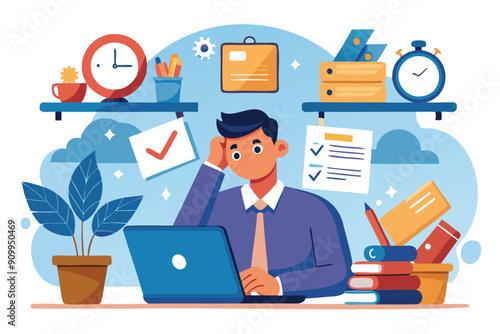 Overwhelmed Employee Struggling with Procrastination, Facing Long To-Do List and Deadlines while Lacking Motivation and Productivity
