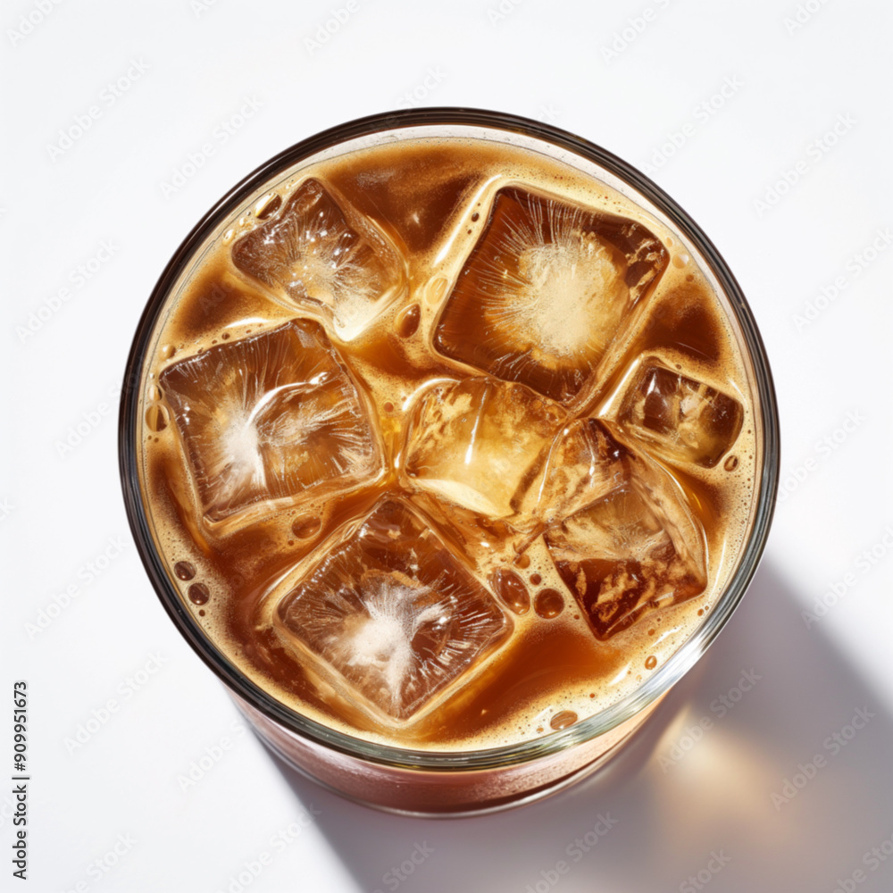 cold coffee isolated on white, top view cold coffee isolated on white, top view