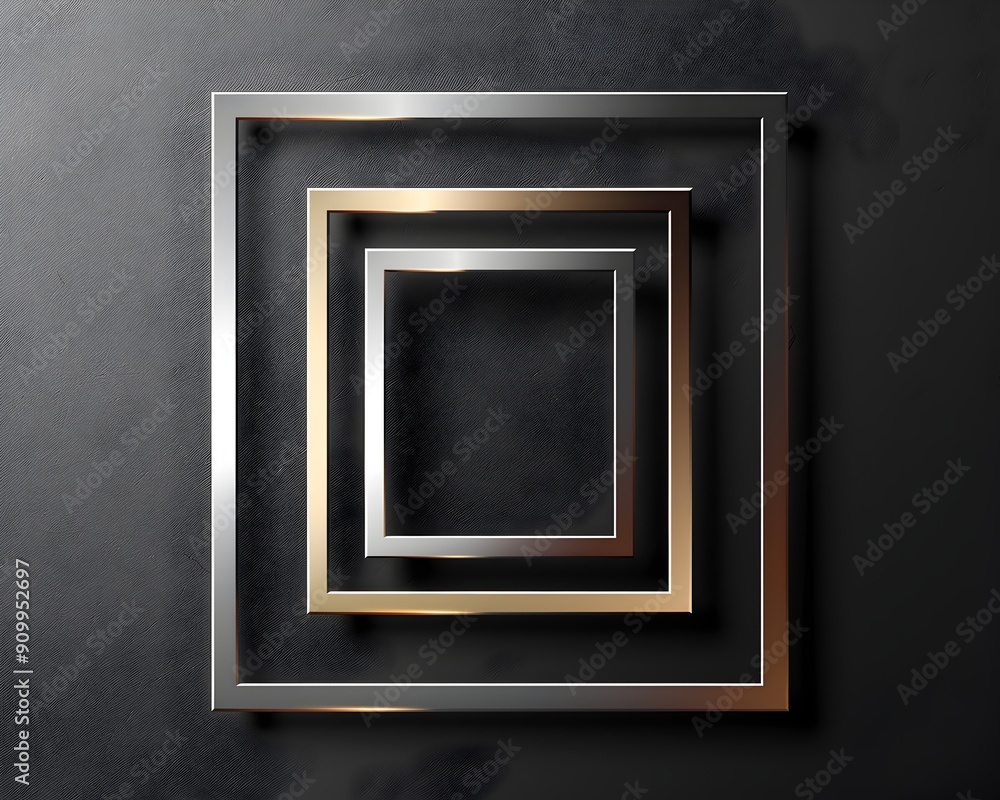 Sleek Metallic Frame with Silver and Gold Tones for Luxury Branding and Interior Decor Concepts