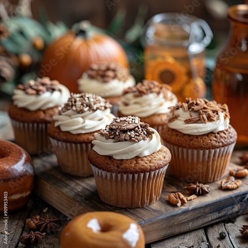 Gourmet Pumpkin Spice Cupcakes with Toppings