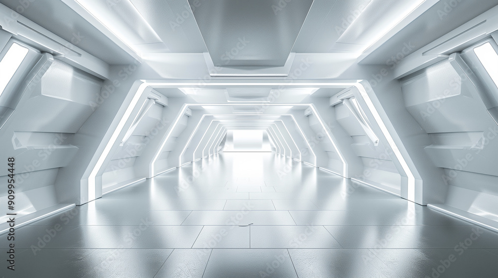 Futuristic Sci-Fi Corridor with White LED Lights Futuristic Sci-Fi Corridor with White LED Lights