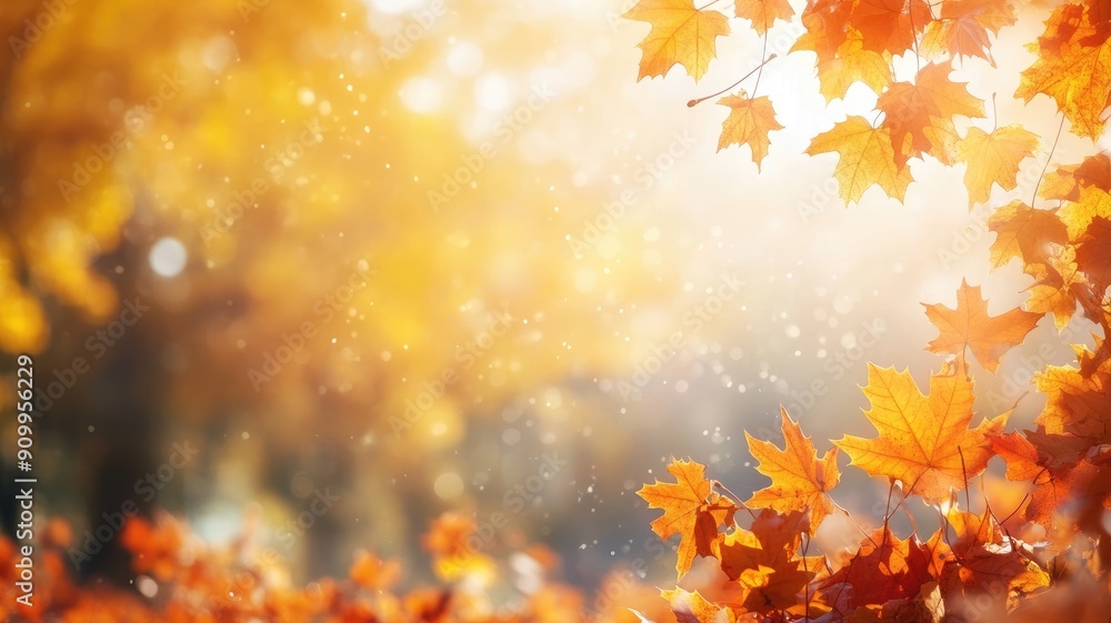 Bright autumn leaves glowing in sunlight during fall season Bright autumn leaves glowing in sunlight during fall season