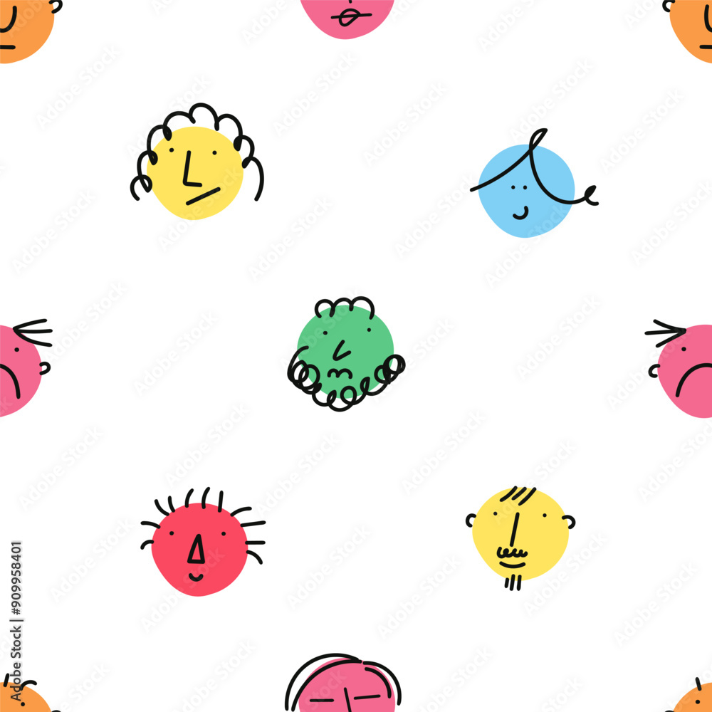 Cute emoticons pattern. cartoon naive art style. Template for Notebook covers, pattern for wallpapers, textile. hand-drawn vector art. funny art background with faces. Repeat pattern with faces Cute emoticons pattern. cartoon naive art style. Template for Notebook covers, pattern for wallpapers, textile. hand-drawn vector art. funny art background with faces. Repeat pattern with faces