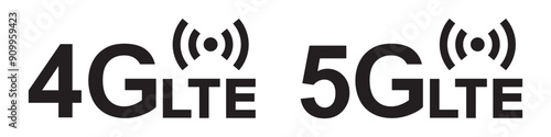 4G an 5G LTE set icon, vector illustration