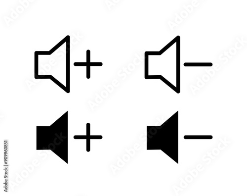 add sound and reduce sound icon vector with simple design