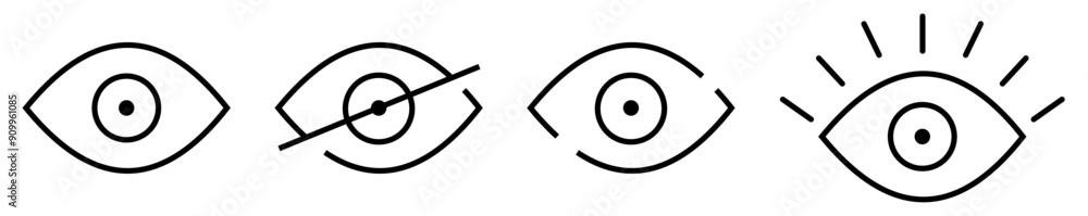 eye icon set. vision icon line art, see view icons - eyesight symbol - invisible eye hide icon, incognito icon no eye view hidden icon set. vision icon, unsee icons. editable stroke eye icon set. vision icon line art, see view icons - eyesight symbol - invisible eye hide icon, incognito icon no eye view hidden icon set. vision icon, unsee icons. editable stroke
