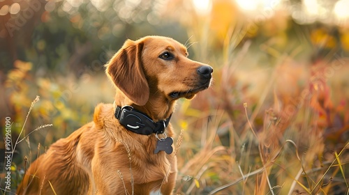 GPS Pet Tracker Attached to Dog Harness for Secure Monitoring and Locating