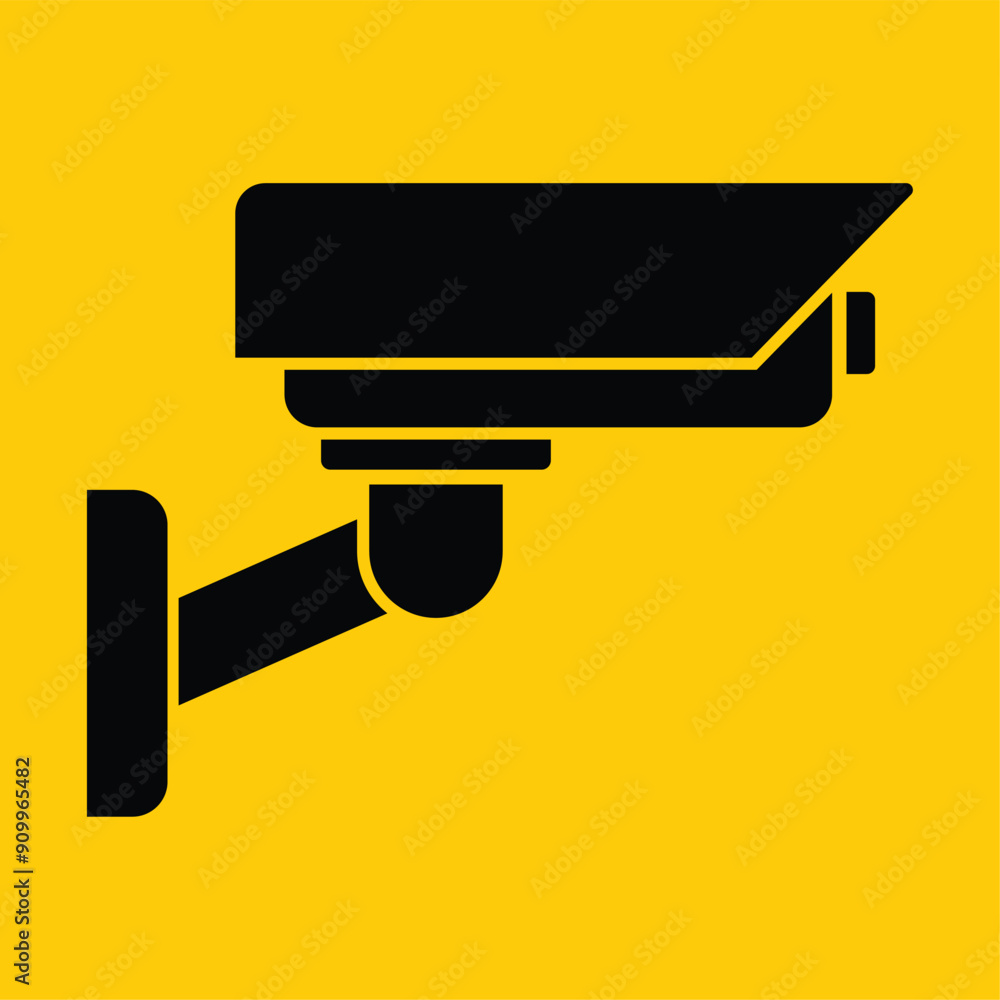 Security camera icon, video surveillance, cctv sign. Yellow square indicating camera operation. Surveillance camera,monitoring, safety home protection system. Fixed CCTV, Security Camera Icon Vector. Security camera icon, video surveillance, cctv sign. Yellow square indicating camera operation. Surveillance camera,monitoring, safety home protection system. Fixed CCTV, Security Camera Icon Vector.