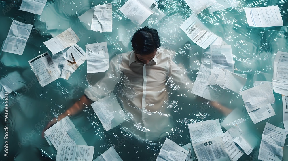 Φωτογραφία Drowning In a Sea of Overwhelming Financial Paperwork and Debt