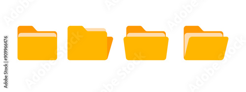 Folders icon collection. Documents in folders. File folder vector icon set