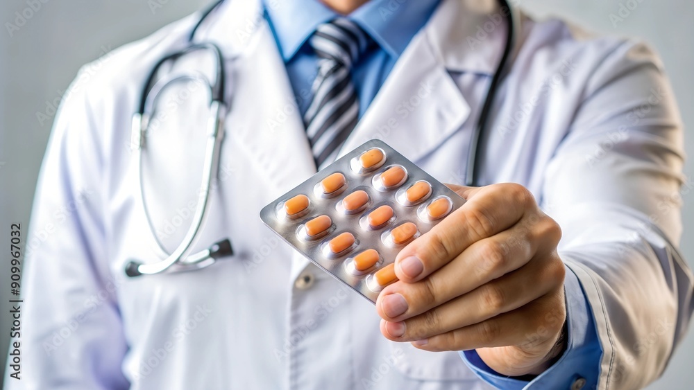 doctor holding pills in hand doctor holding pills in hand
