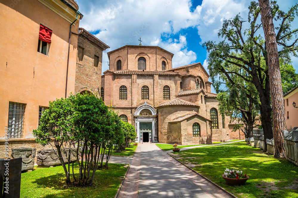 A view leading towards the Basilica of San Vitale in Ravenna, Italy in summertime A view leading towards the Basilica of San Vitale in Ravenna, Italy in summertime