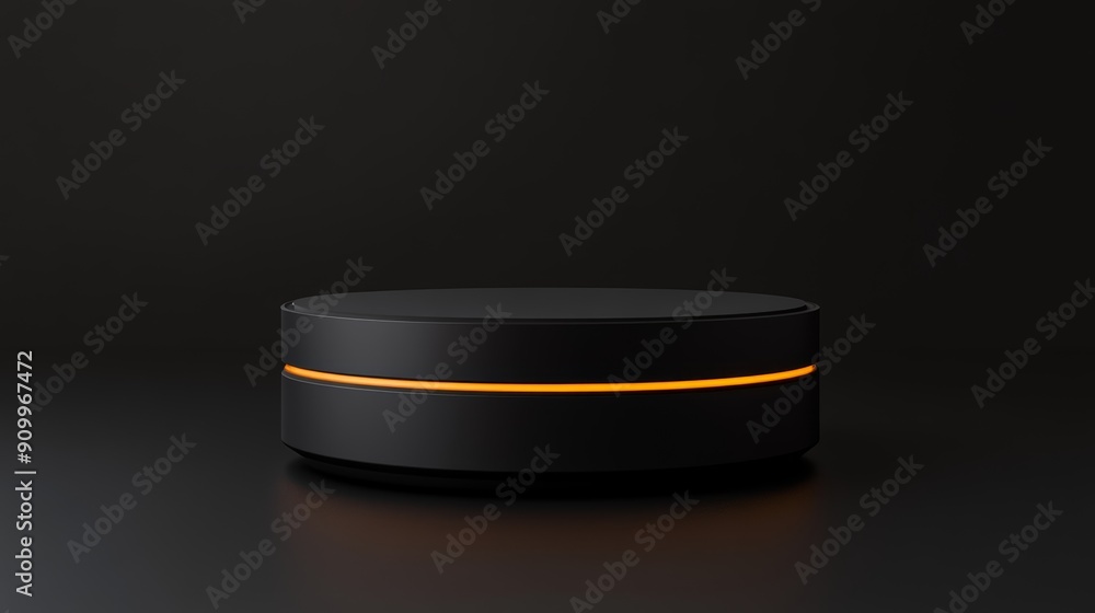 Sleek Dark Vibrant Podium with Orange Accent Light for Modern Product Display on Black Background Sleek Dark Vibrant Podium with Orange Accent Light for Modern Product Display on Black Background