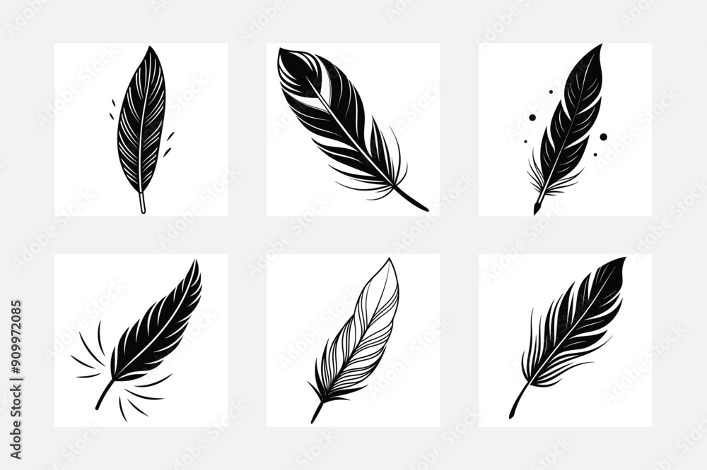 Elegant Feather White Background Artwork Set
Elegant Feather White Background Artwork Set