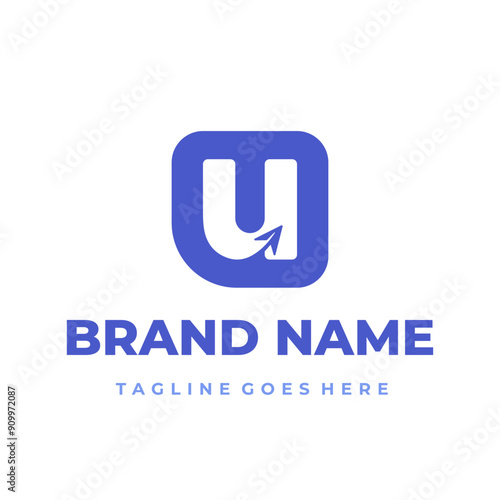 Bold and sleek letter U logo with a paper plane or arrow shape, symbolizing forward movement and innovation. Ideal for travel, startups, or creative agencies.