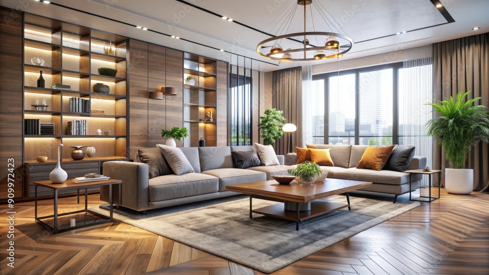 Modern living room with stylish interior design and cool furniture, modern, interior, room, living room, bedroom Modern living room with stylish interior design and cool furniture, modern, interior, room, living room, bedroom
