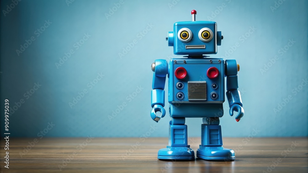 Blue robot toy with arms and legs, perfect for playtime and imagination, robot, blue, toy, fun, playtime Blue robot toy with arms and legs, perfect for playtime and imagination, robot, blue, toy, fun, playtime