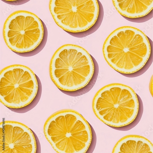 lemon slices on a pink background