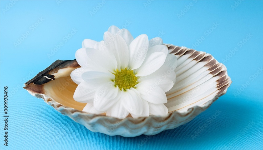 Fotografie White flower kachi tari in a shell