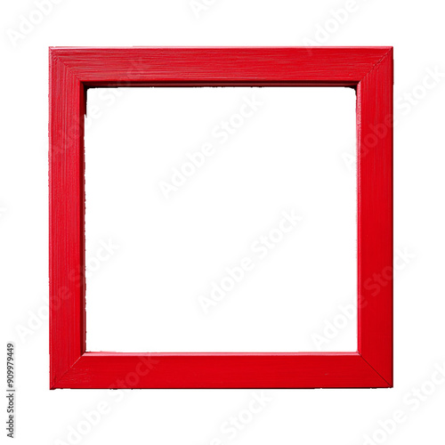 Simple Red Wooden Frame with Transparent Background  Bold and Minimalist Design Element PNG